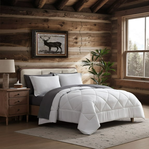 Coleman® 7 Piece Reversible Comforter & Sheet Set, All Season Bedding Set - Full, Silver/Grey