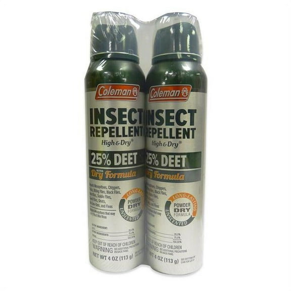 Coleman 75142 High & Dry 25% DEET 4oz Spray Insect Repellent (2 Pack)