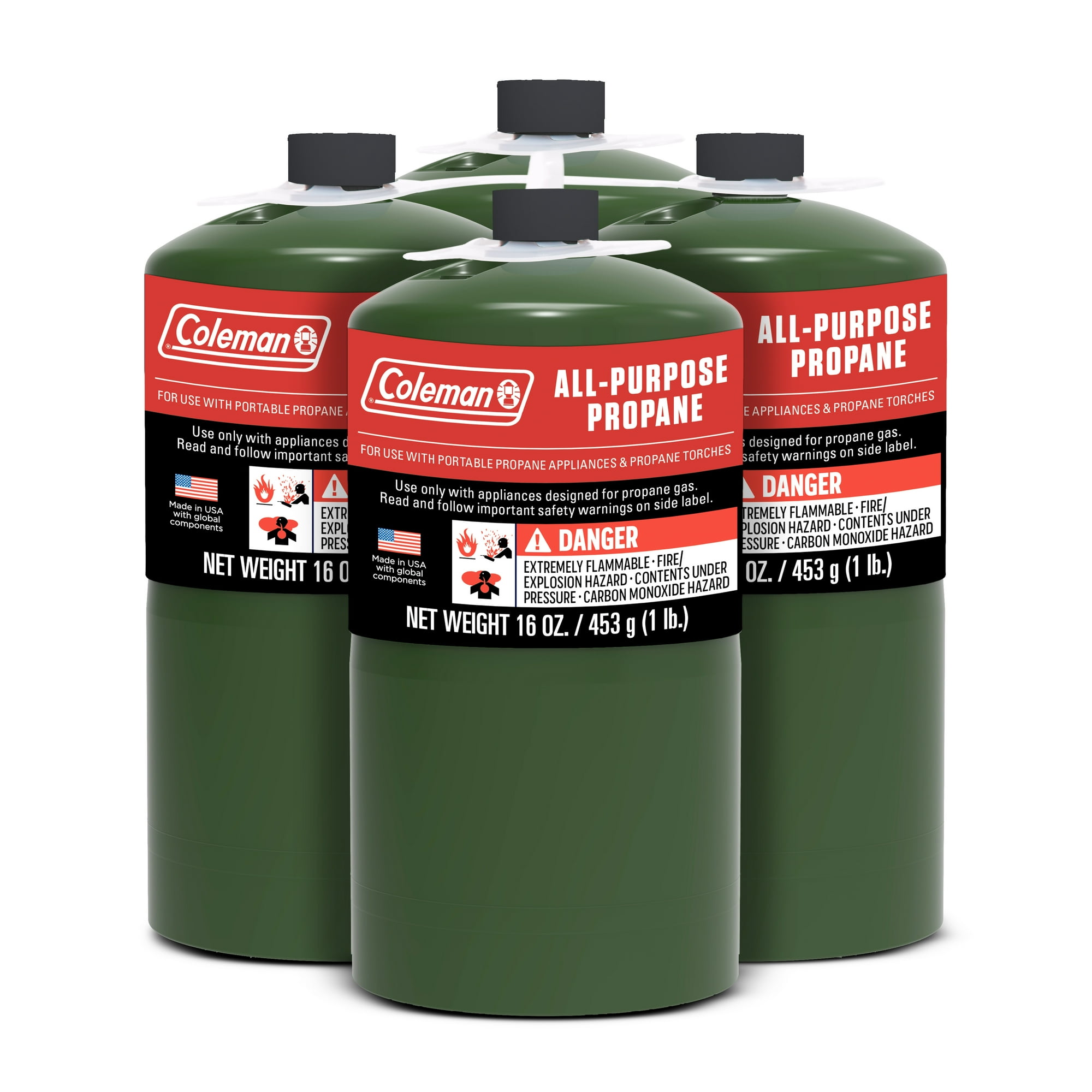 Coleman All Purpose Propane Gas Cylinder 16 oz, 4-Pack - Walmart.com