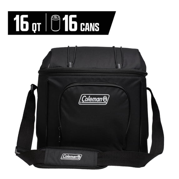 Coleman Chiller 16 Can Capacity Soft-Sided Cooler Bag, Black