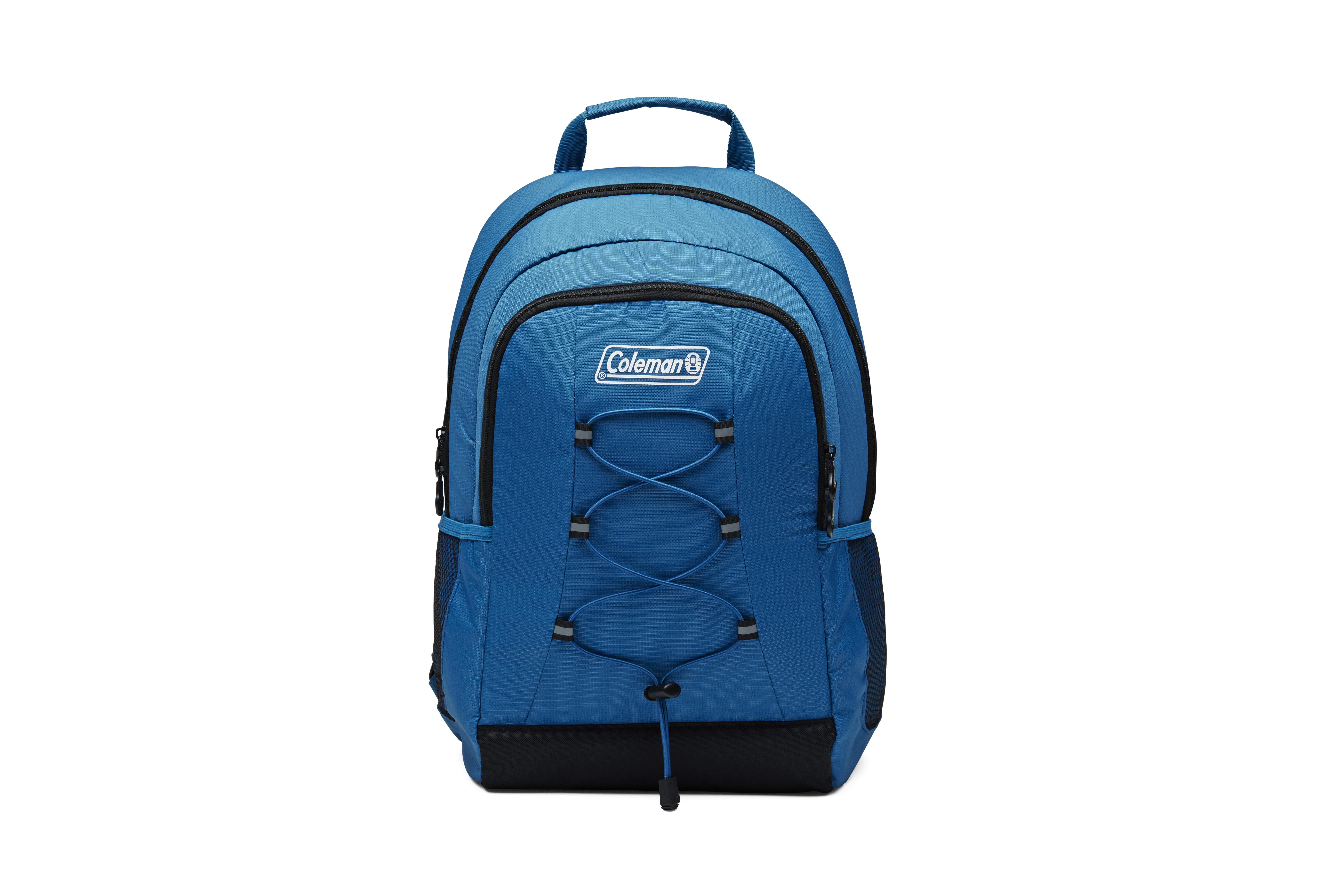 Coleman CHILLER 28-Can Insulated Soft Backpack Cooler, Blue and Black