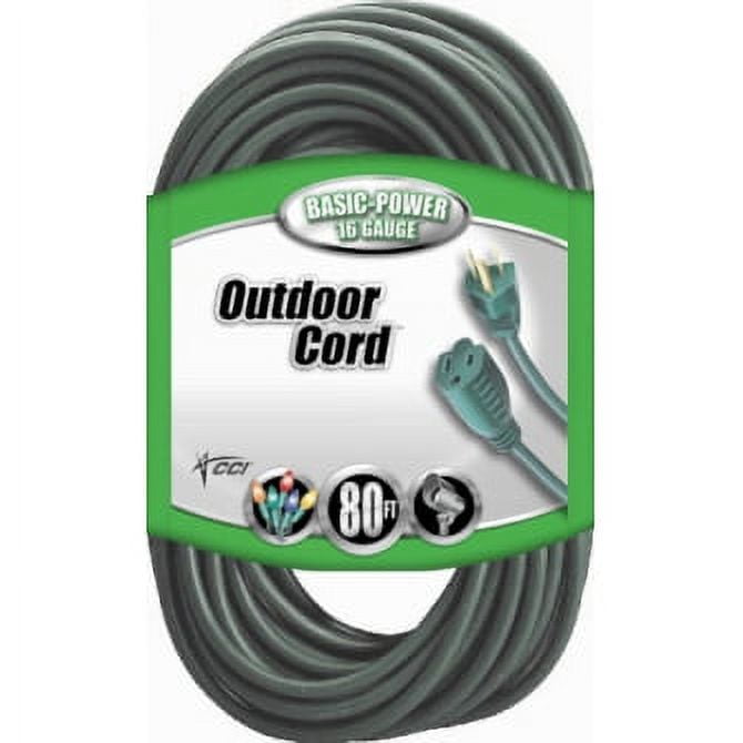 Coleman Cable 2353 16/3 Vinyl Landscape Outdoor Extension Cord, Green, 80 Foot