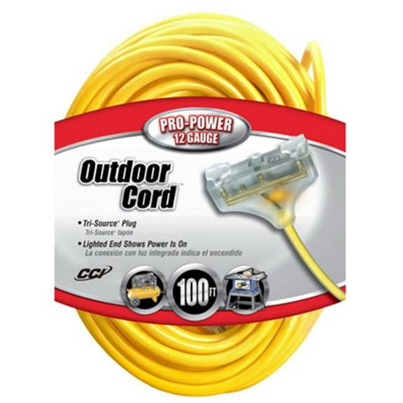 Coleman Cable Extension Cord 04189 - 3 Outlet, 100 Ft, 12 Gauge