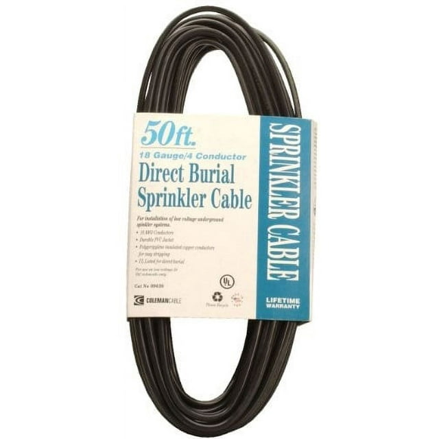 Coleman Cable 09638 18/4 Solid Underground Sprinkler System Wire, 18