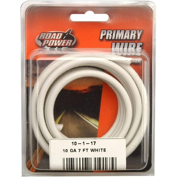 Coleman Cable 10-1-17 55671933 7' 10GA WHT AUTO WIRE, 10-Gauge, White