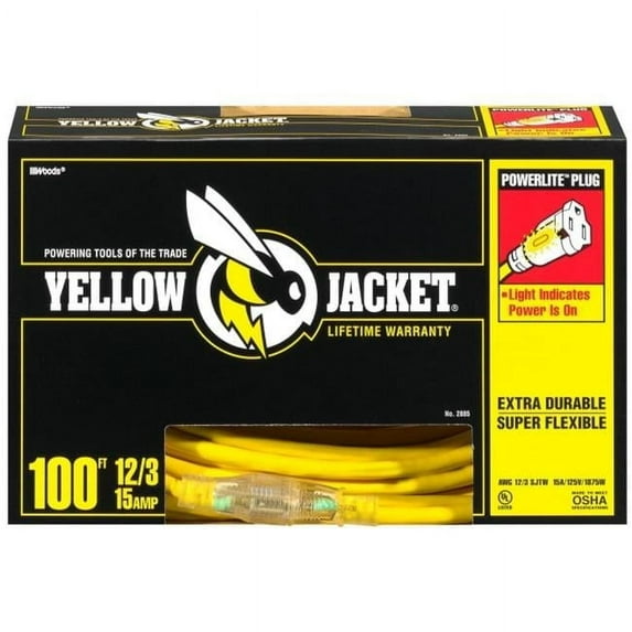 Coleman Cable 100 ft. 12/3 Yellow Jacket Extension Cord