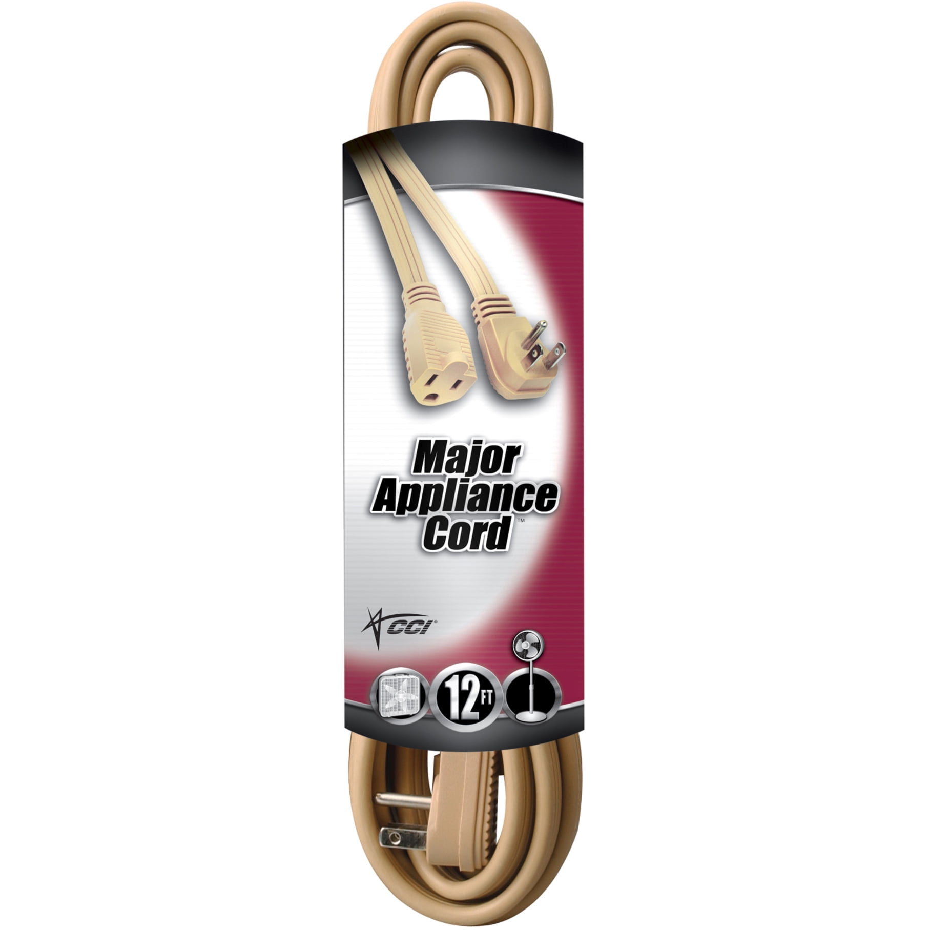 Beige 12-Foot 15 Amp Heavy-Duty Appliance Extension Cord