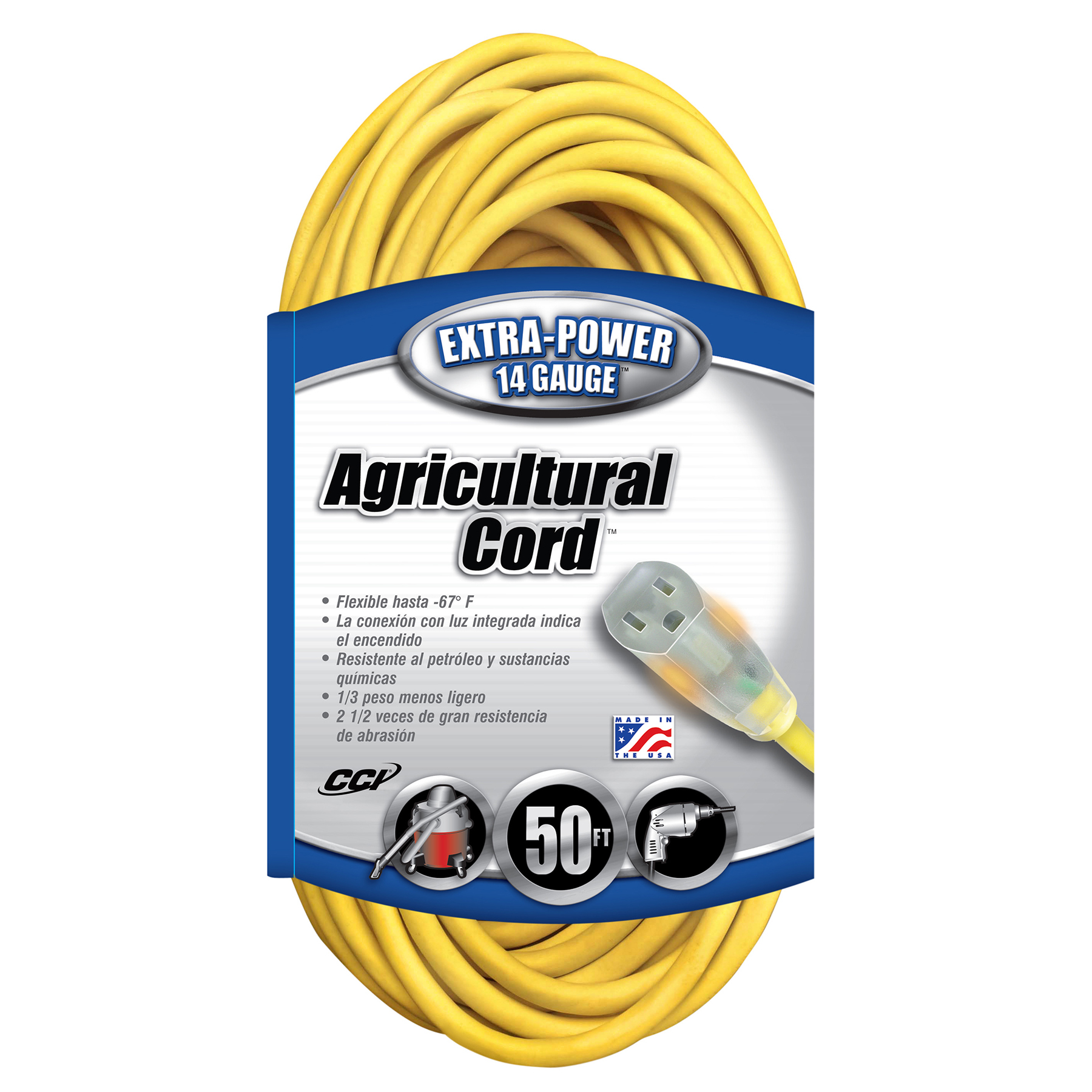Coleman Cable 14580002 50 ft. 4.6 Gauge Agricultural Extension Cord