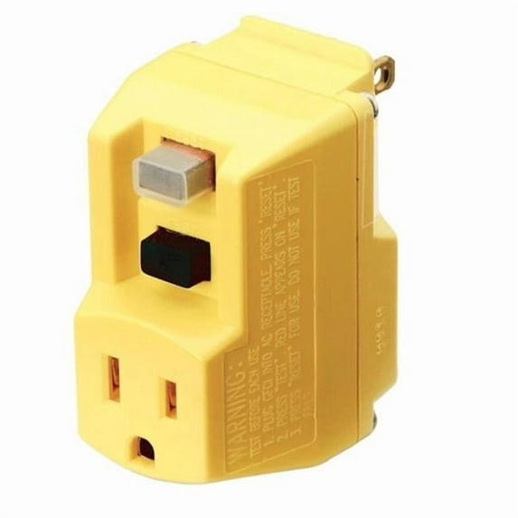 Coleman Cable 14650013-6 Yellow 15A 120V Surge Protector GFCI Portable Plug