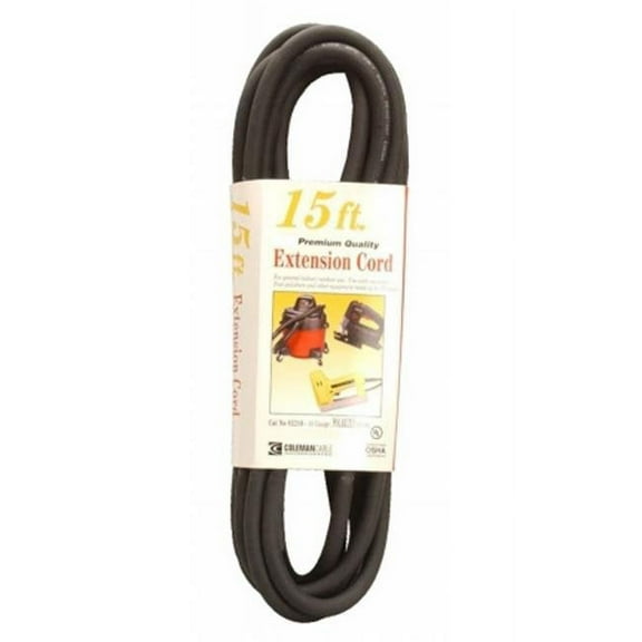 Coleman Cable 15ft. 5.3 Black Vinyl Outdoor Extension Cord 02306