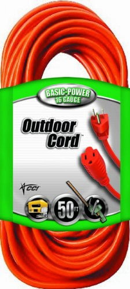 Coleman Cable 23088803 16/3 50' Orange Vinyl Outdoor Extension Cord ...