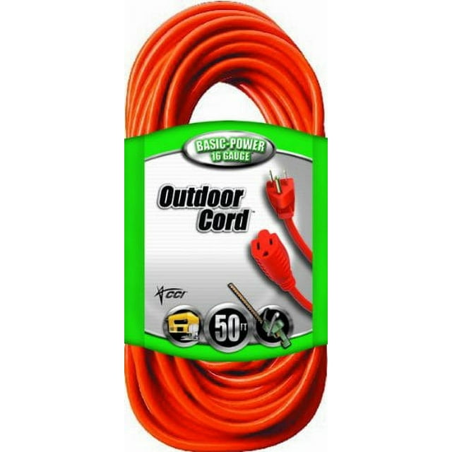 Coleman Cable 23088803 16/3 50' Orange Vinyl Outdoor Extension Cord