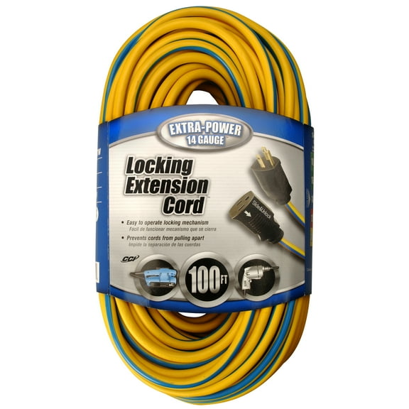 Coleman Cable 24398826 100' Yellow & Blue Locking Extension Cord