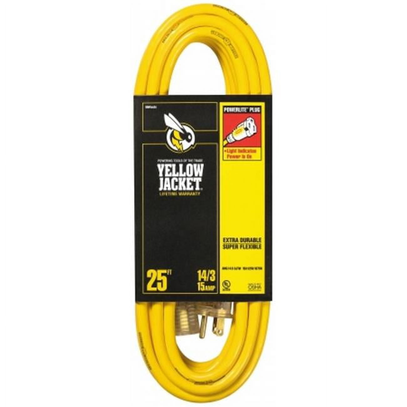 Coleman Cable 25 ft. 14/3 Yellow Jacket Extension Cord