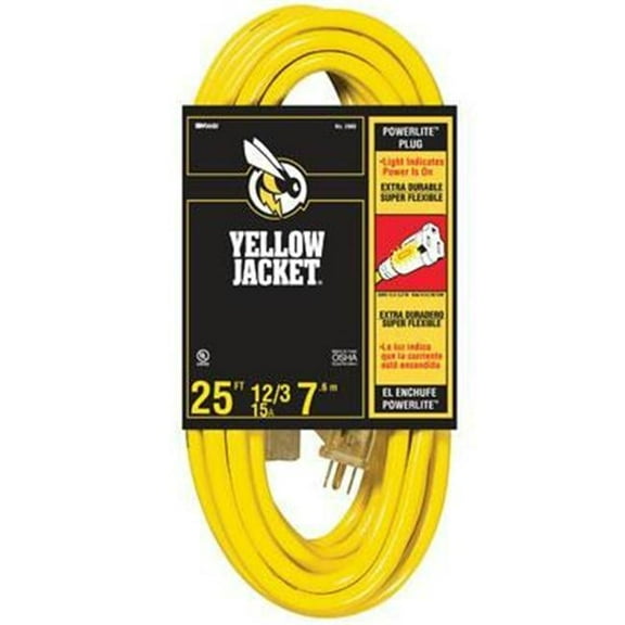 Coleman Cable 25 ft. SJTW Yellow Jacket Extension Cord With Lighted End