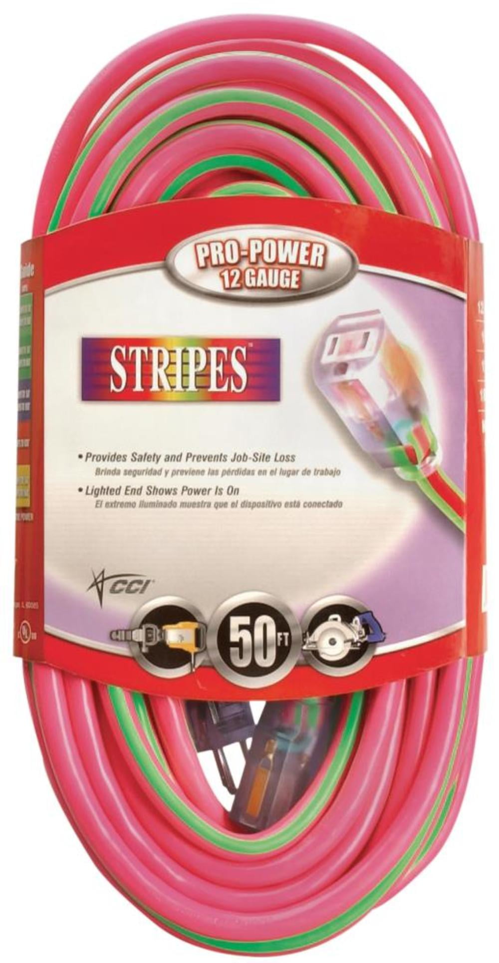 Coleman Cable 2548SW0077 50' Pink & Green 12/3 Outdoor Extension Cord