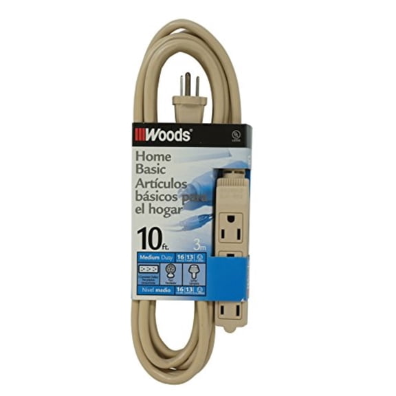Woods 2865 SJT 3-Outlet Extension Cord, Beige