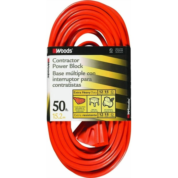 Coleman Cable Inc. Cord Ext Otdr12/3X50Ft 3Ot Org 819