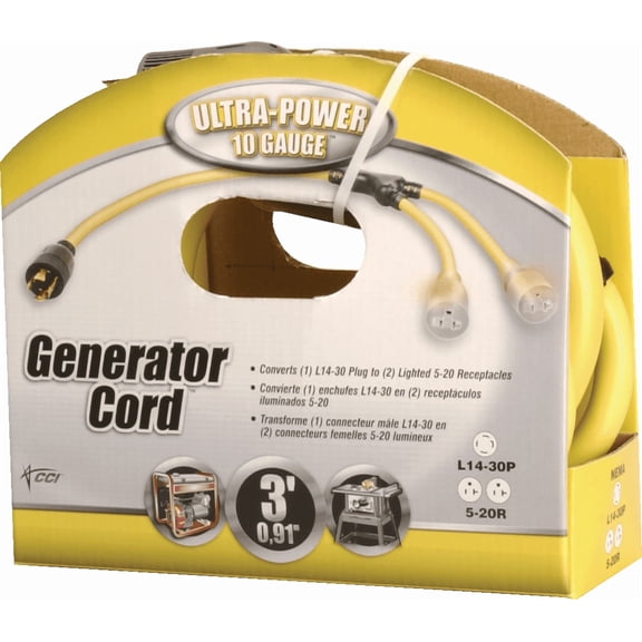 Coleman Cable Ultra-Power 10/4 Generator Cord - Pack of 12 Indoor & Outdoor Use, NEC-Compliant