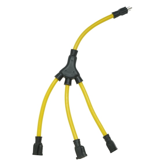 Coleman Cable W-Splitter 2' Extending Outlet Adapter Splits 1 to 3 Outlets