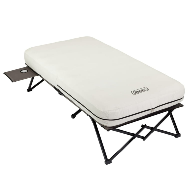 Coleman Camping Cot with Side Tables, Air Mattress & Battery