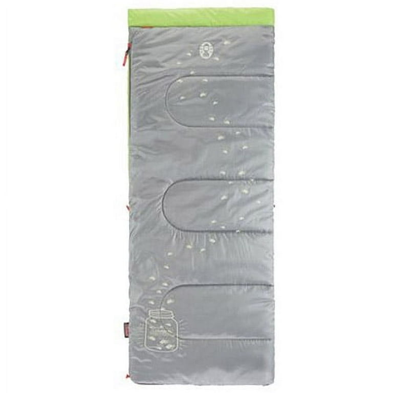 Coleman Child Glow in the Dark 45 Degree F Rectangular Youth Sleeping Bag Illumi Bug 26 x66
