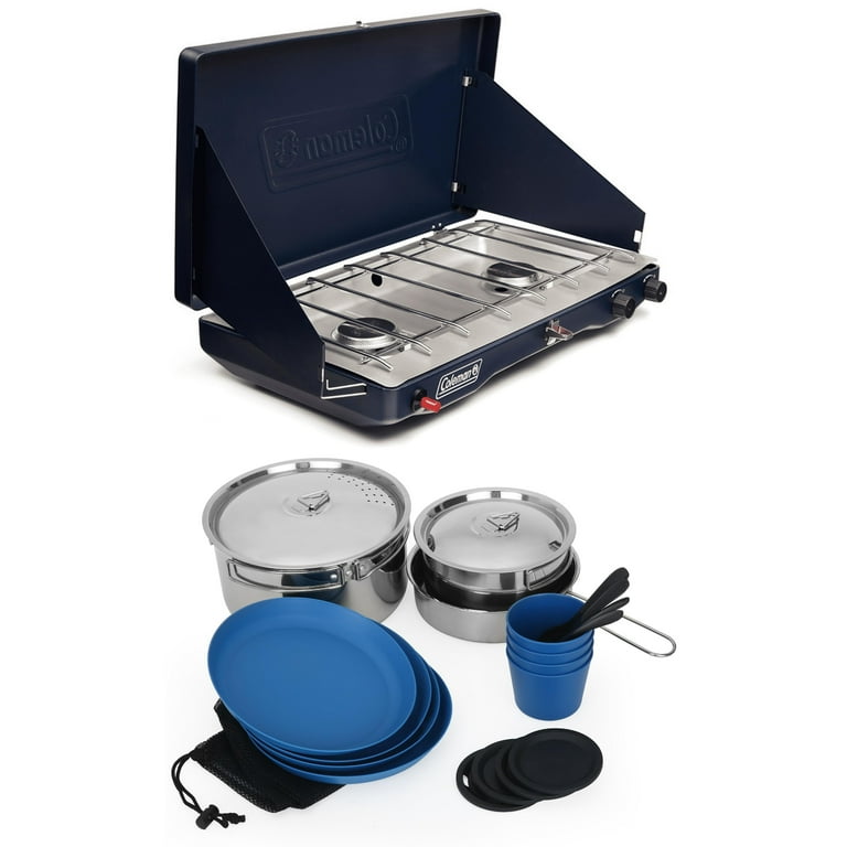 Coleman 食器セット ネイビー Coleman Classic 3-in-1 Camping Stove, 2 Burners, Blue Nights +