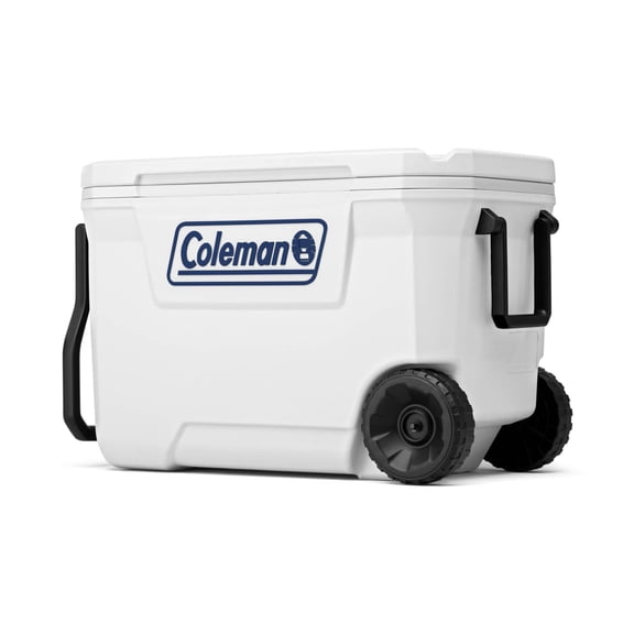 Coleman Classic 62 QT Marine Hard-Sided Ice Chest Cooler with Wheels, White