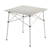 Coleman Compact 27.6" W x 27.6" L Roll-Top Aluminum Adult Camping Table, Silver