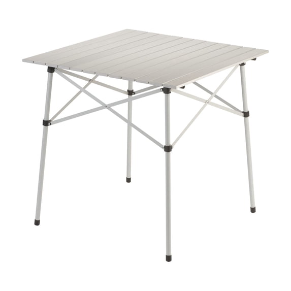 Coleman Compact 27.6" W x 27.6" L Roll-Top Aluminum Adult Camping Table, Silver