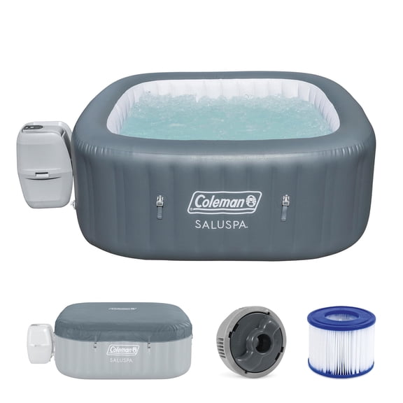 Coleman Hawaii 4-6 Person AirJet Inflatable Hot Tub with EnergySense Cover, Grey, 71"x28"