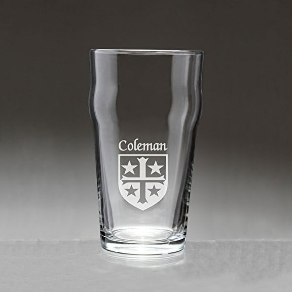 Coleman Irish Coat of Arms Pub Glasses - Set of 4 (Sand Etched)