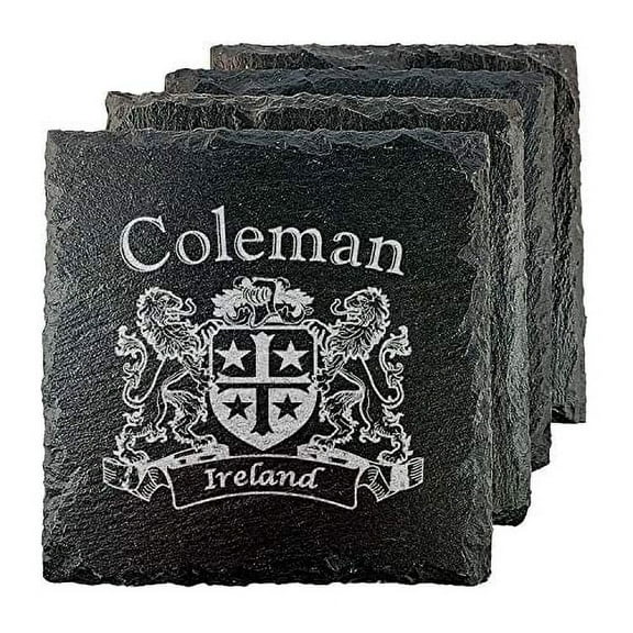 Coleman Irish Coat of Arms Slate Coasters - Set of 4