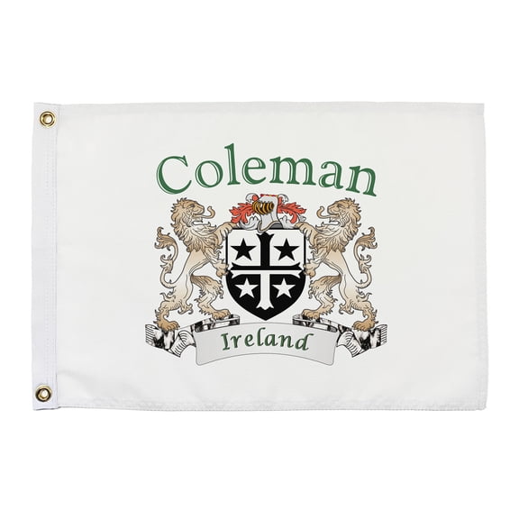 Coleman Irish Coat of Arms Small White Flag - 16"x10.5" inches
