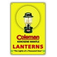 thumbnail image 1 of Coleman Kerosene Mantle Lanterns The Light Of A Thousand Uses Vintage Aluminum Sign 12x18, 1 of 1