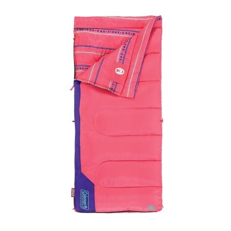 Coleman Kids 50°F Sleeping Bag for Children up to 5ft Tall, Comfortable Youth Sleeping Bag for Sleepovers & Camping, Glow in the Dark Design, Stuff Sack Included, Machine Washable