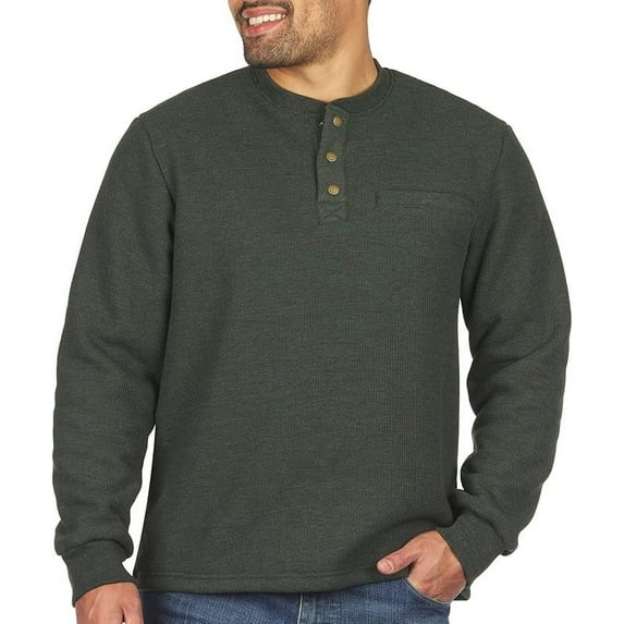 Coleman Men's 1/4 Snap Sherpa Lined Waffle Relaxed Fit Henley Shirt (Hunter Green Heather, XL)