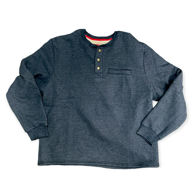 Coleman Men s 1 4 Snap Sherpa Lined Waffle Relaxed Fit Henley Shirt Indigo Heather XL