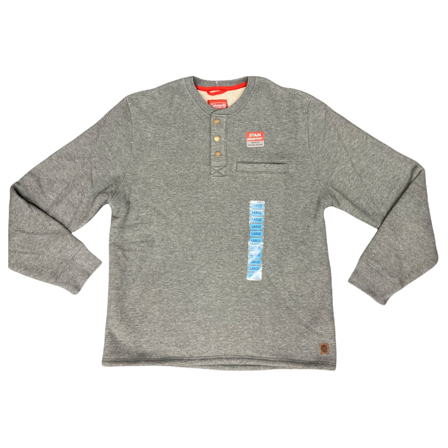 Coleman Men s Bonded Waffle Sherpa Lined Stain Resistant Henley Shale Heather XL Walmart