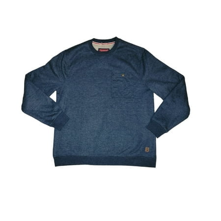 Coleman Men's Long Sleeve Sherpa Lined Secure Chest Pocket Crew Sweatshirt (Indigo Heather, S)