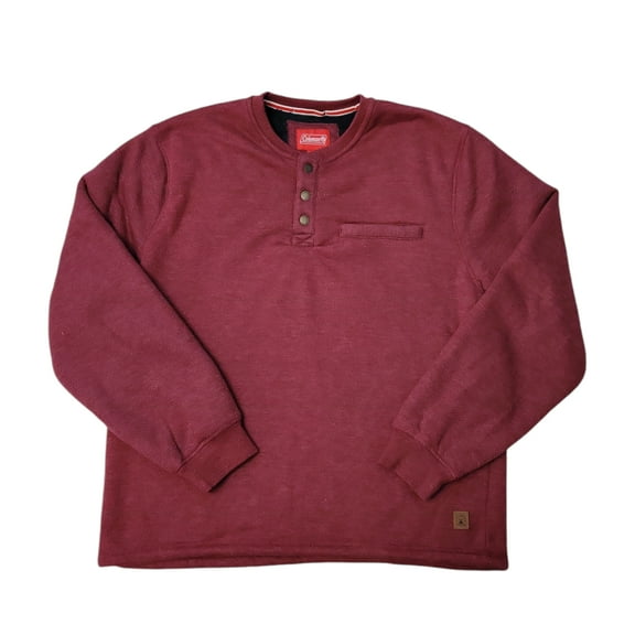 Coleman Men's Long Sleeve Sherpa Lined Secure Chest Pocket Crew Sweatshirt (Port Heather, M)