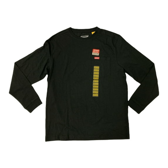 Coleman Men's Rugged Workwear Long Sleeve Crew Neck Chest Pocket Tee (Black, XL)