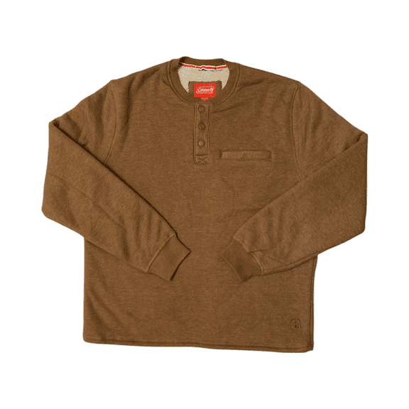 Coleman Men's Warm Sherpa Lined Secure Chest Pocket Henley Sweatshirt (Copper Heather, M)