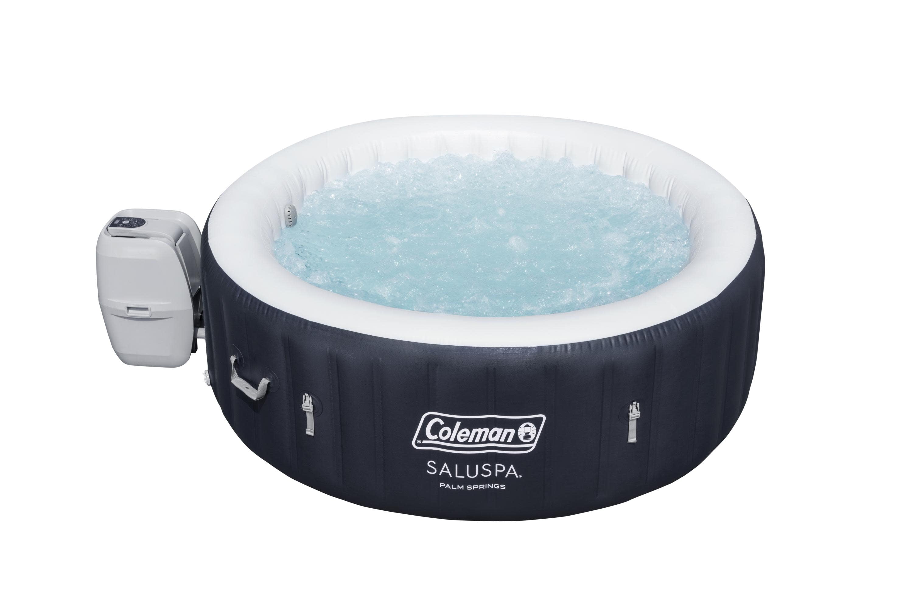 Coleman SaluSpa 6 Person Round Portable Inflatable Outdoor Hot Tub Spa with  140 Air Jets, Cover, and Pump, Green