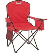 Coleman Portable Quad Camping Chair with 4-Can Cooler, Cushioned Seat & Back with Side Pockets & Cup Holder, Carry Bag Included