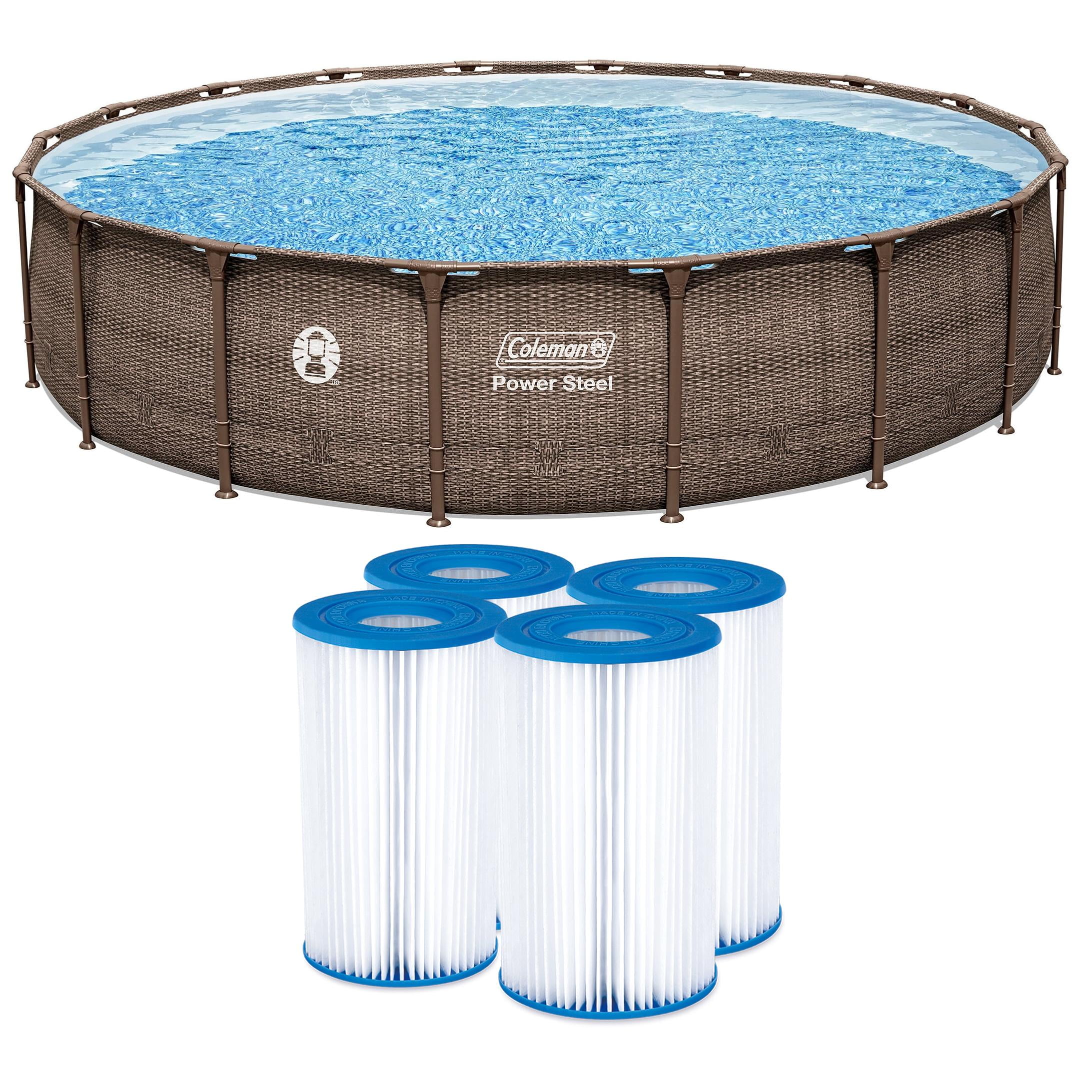 Coleman Power Steel 18’ x 48” Round Metal Frame Above Ground Pool Set Including Filters