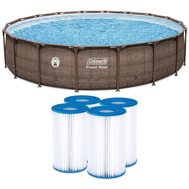 Coleman Power Steel 18’ x 48” Round Metal Frame Above Ground Pool Set ...
