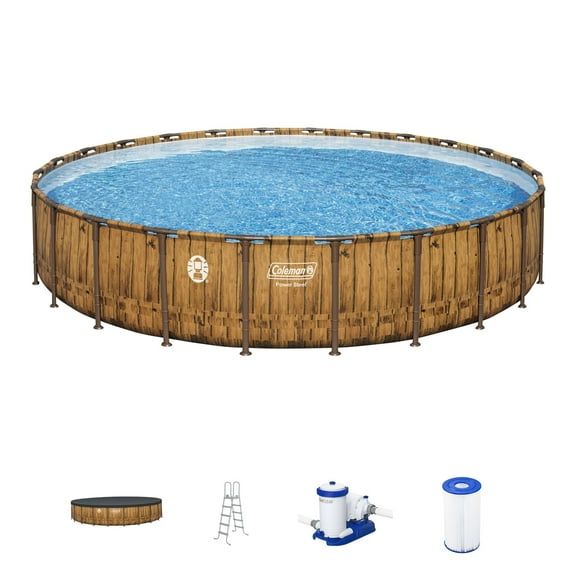 Coleman Power Steel 24' x 52" Round Metal Frame Above Ground Pool Set