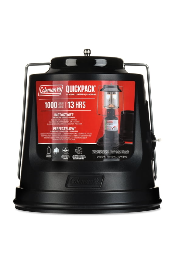 Quick-Pack 810 Lumens 2-Mantle Propane Lantern with Carry Case, Black