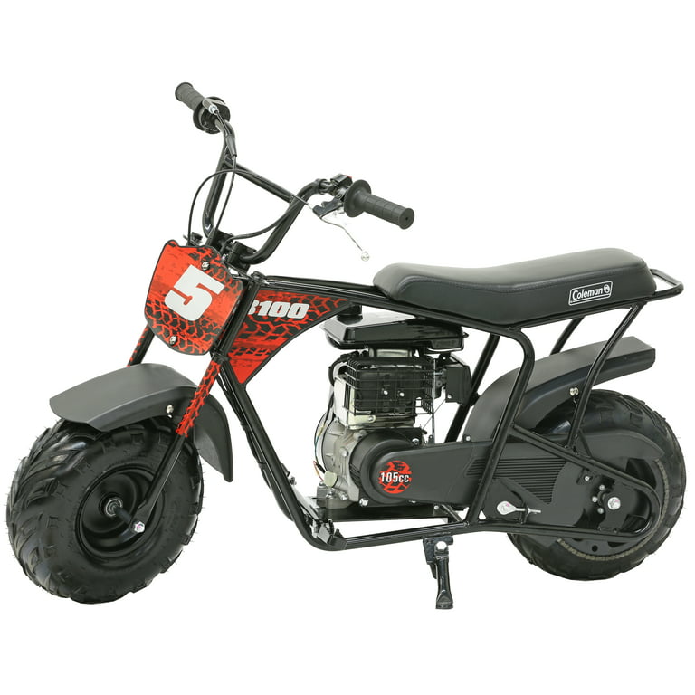 Monster Moto Classic Gas-Powered Mini Bike, Black With Pink And Red Decals